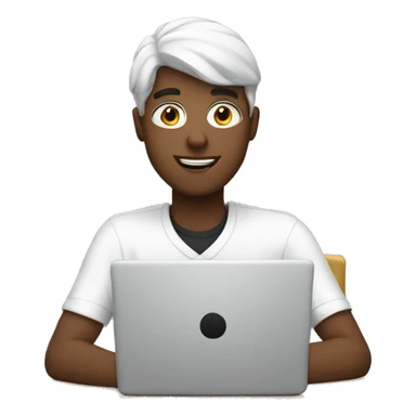 White student with computer  sticker
