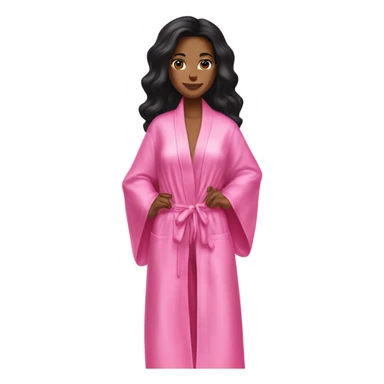 Mixed raced woman with long black hair wearing a silk pink Victoria’s Secret robe sticker