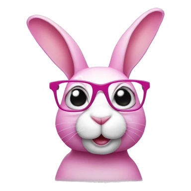 Pink rabbit wearing glasses sticker