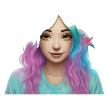 420 Tie dye hippie person flower crown tattoos hemp leaves metallic iridescent holographic blue cyan green pink sticker