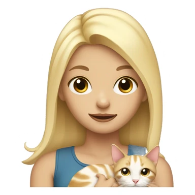 Girl with blonde hair holding a cat sticker