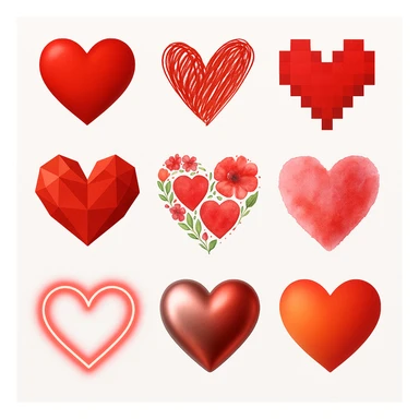 show more heart styles sticker