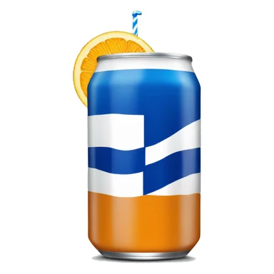 Blue Fanta can with Greek flag on it and a glass next to it sticker