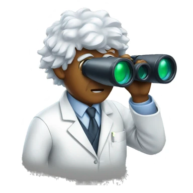 Mad scientist looking through binoculars sticker