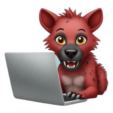 red hyena with laptop sticker