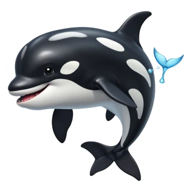 3d Cartoon orca with a tick to show when something has been completed sticker