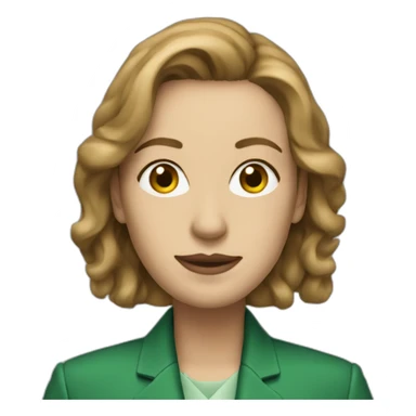 Myriam Bregman with green suit jacket sticker