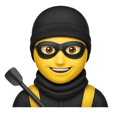 Create an emoji wearing a black ski mask sticker