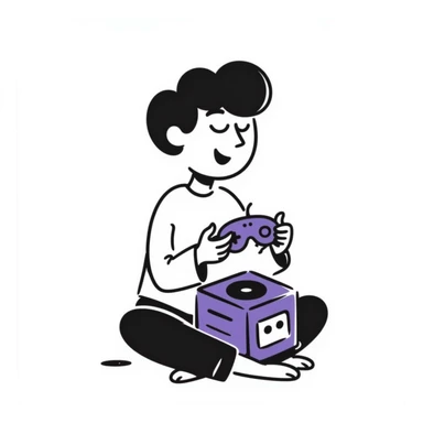 a person play with the gamecube sticker