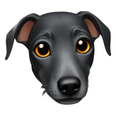 black baby greyhound head with orange eyes sticker