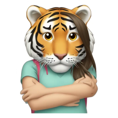 Tiger in arm of Japanese  girl  sticker