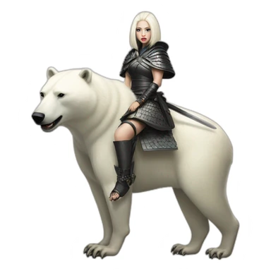 Samurai outfit Lady Gaga riding Polar Bear sticker