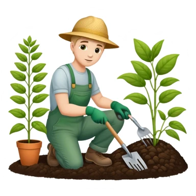 diligent young white male gardener planting sticker