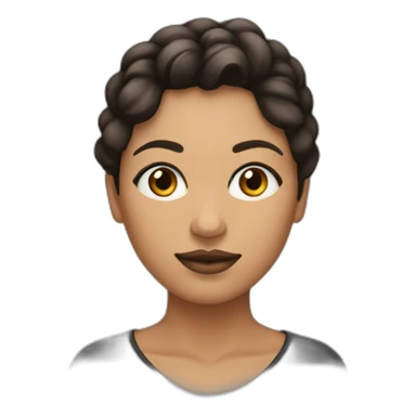 mujer de ojos marrones con pelo negro y piel clara sticker