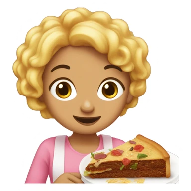una chica de cabello negro, comiendo una torta de salchicha  sticker