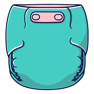 pastel pink baby diaper with cartoon nursery print pattern sticker