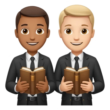 two missionaries with a bible sticker