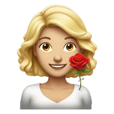 smiling women with red rose sticker