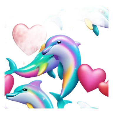 Lisa frank glitter dolphins and a heart sticker