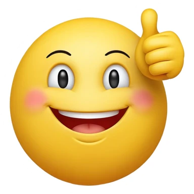 Can you generate a smiley emoji face with both thumbs up from both hands,  sticker
