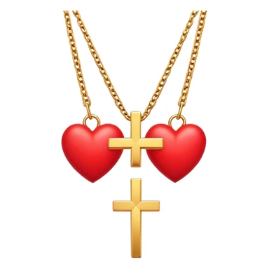 Two red  hearts connected by one simple gold cross  sticker