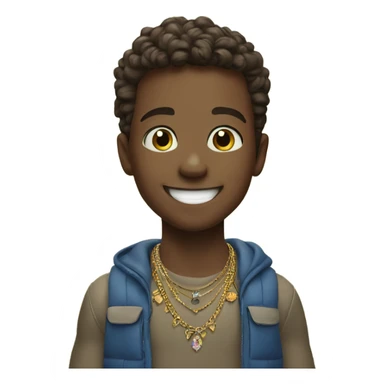 smiling boy outdoors with jewelry sticker