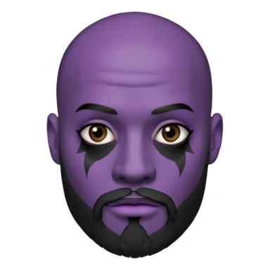 bald purple bearded man with black face tattoo sticker