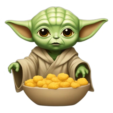Bébé Yoda qui mange des nuggets sticker