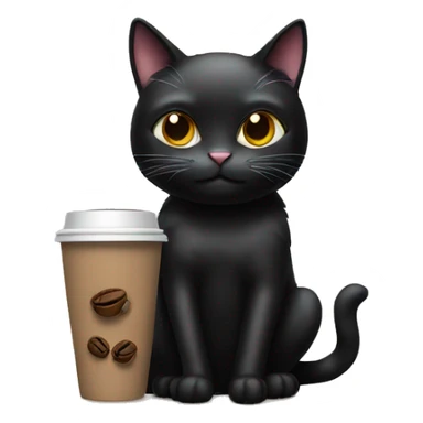 Black cat with coffee  sticker