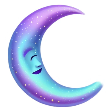 glitter purple and cian crescent moon sticker