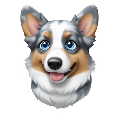 Blue Merle corgi with a blue eye sticker