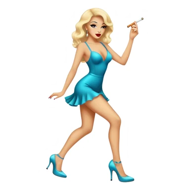 Dancing chick with high heels and cigarette sticker