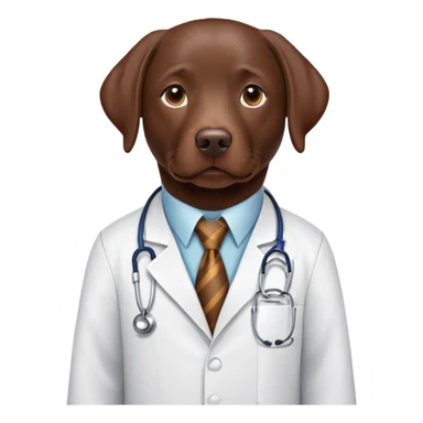 Chocolate lab, doctor with tie with humans on it sticker