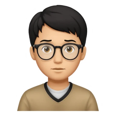 Boy emoji with middle part black hair and glasses sticker