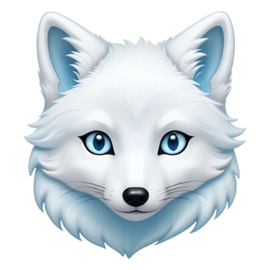 Cinematic Noble Arctic Fox Portrait Emoji, Poised and regal, with a compact, agile build and a luxurious, pure white Fur accented by a subtle hint of icy blue, deep-set soulful piercing eyes, Simplified yet sharp and sophisticated features, highly detailed, glowing with a soft, dignified glow, high shine, intelligent and cunning, stylized with an air of arctic elegance, focused and attentive, soft glowing outline, capturing the essence of a watchful and confident fox, so majestic it feels as though it could dash out of the screen with effortless authority! sticker