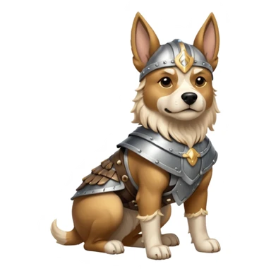 valorous Viking dog in Valhalla, detailed armor, heroic pose, glowing sky sticker