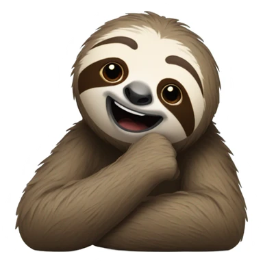 sloth lies face down and shows thumbs up sticker