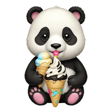 Panda eating ice cream sticker