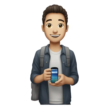 Un chico joven sacandose una foto con un samsung que se vea el celular  sticker