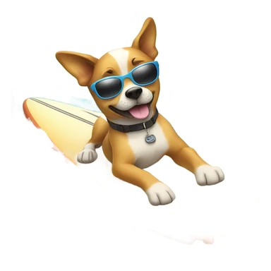 Dog surfing with sun glasses  sticker