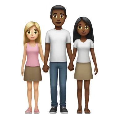 Two girls holding hands with a man  sticker