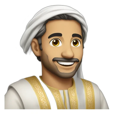 A man is wearing Arabic clothes and he is smiling  sticker