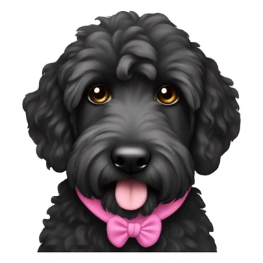 Dog black labradoodle with a pink scrunchie sticker