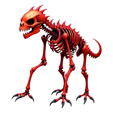 A black and red gradient epic shiny cool edgy skeletal animal-monster-creature, full body sticker