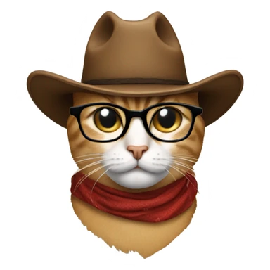 A cat with a cowboy hat and glasses on sticker