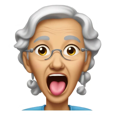 grandma with her tongue out sticker