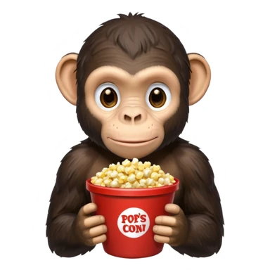 a chimpazy holding a bucket of popcorn sticker