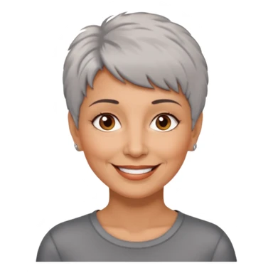 woman 50 years old, short grey fluffy cut hair, tannes skin and brown eyes sticker