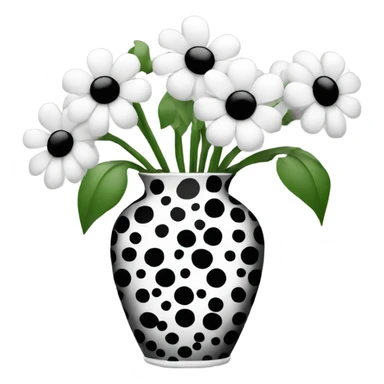 Flowers in black and white polka dot vase  sticker