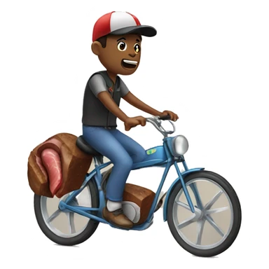 A piece of steak, riding a bike ￼ sticker